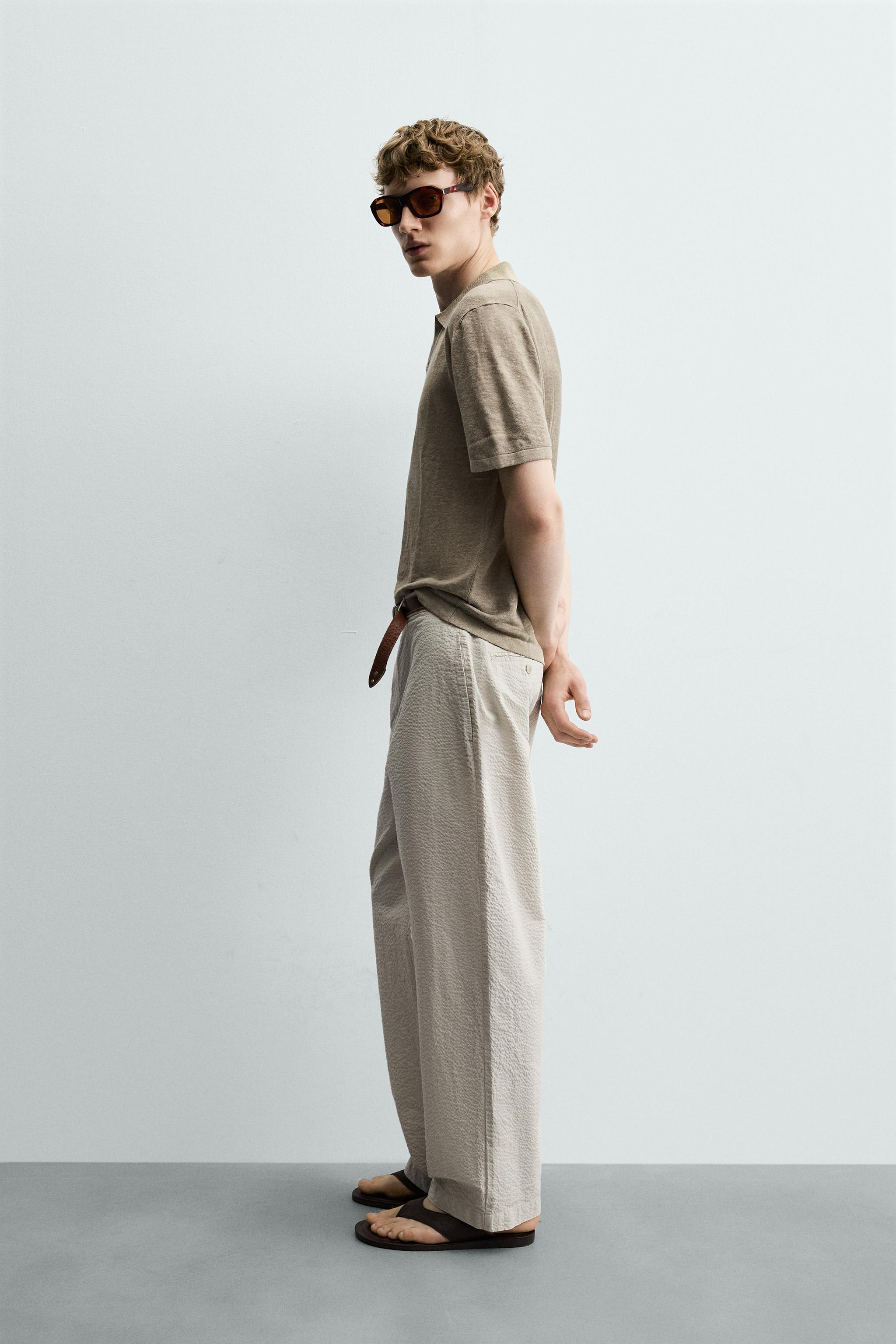 SEERSUCKER STRAIGHT FIT PANTS